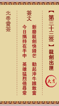 北帝灵签 第33签:龙剑出匣 大吉